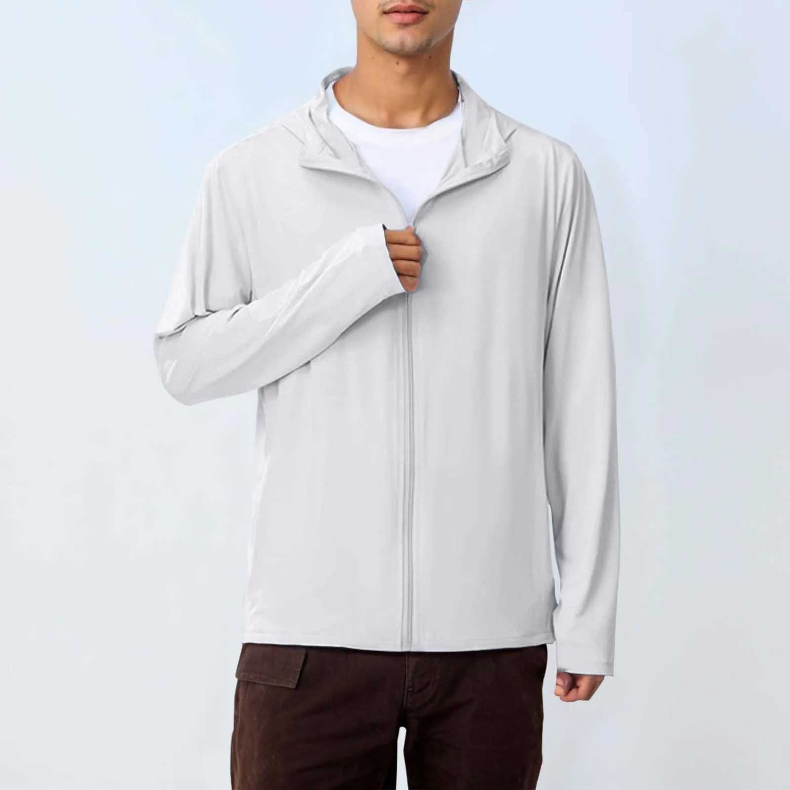 Mens UPF 50+ Sunscreen Jacket Outdoor Lightweight Zip Up Long Sleeve Fishing Hiking Shirt Coat Breathable Mens Cycling Jackets W250623