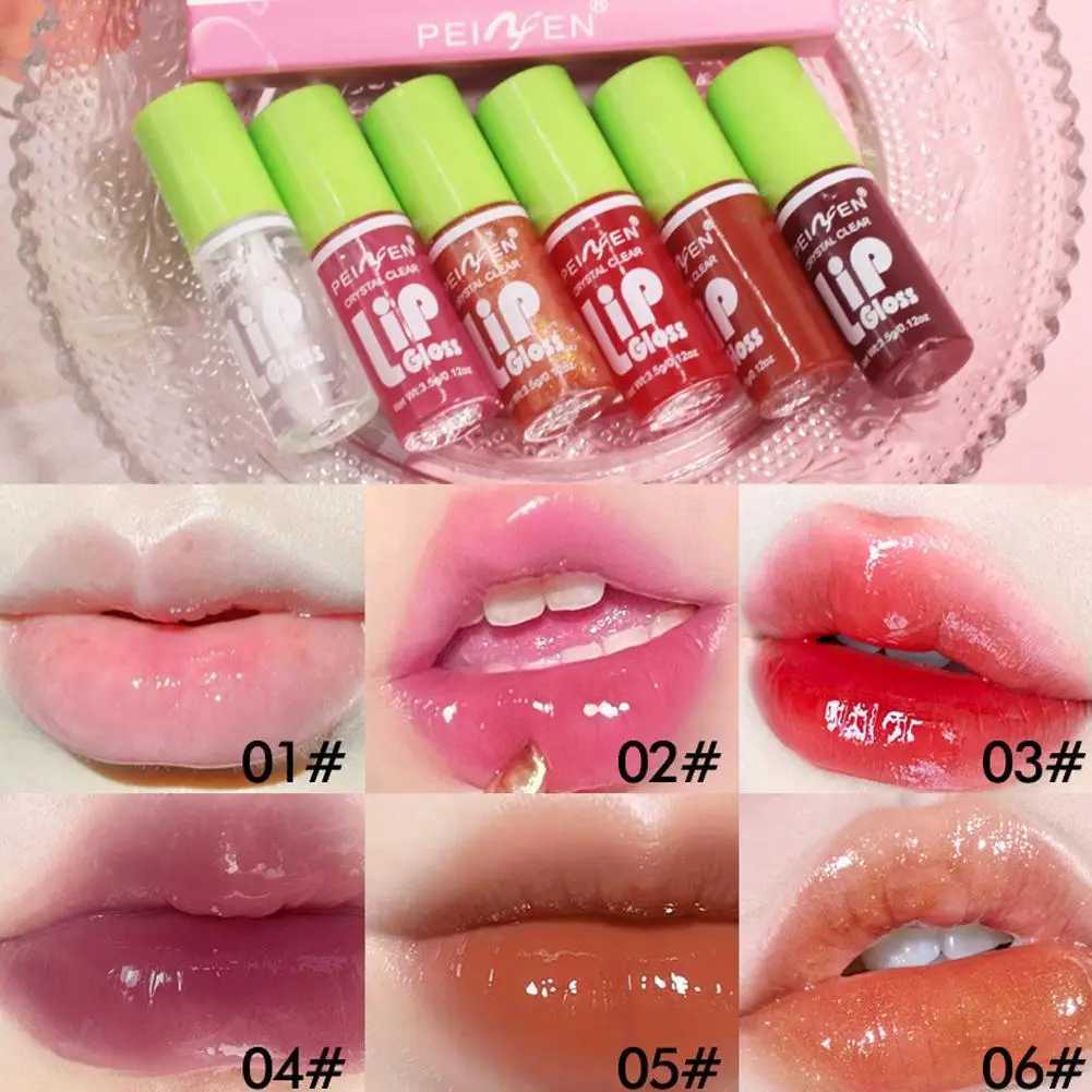 6PCS Moisturizing Lip Gloss Transparent Lip Oil Hydrating Lip Glaze Lip Plumper Hydrating Makeup Liquid Lipstick Set Cosmetics XJ250623