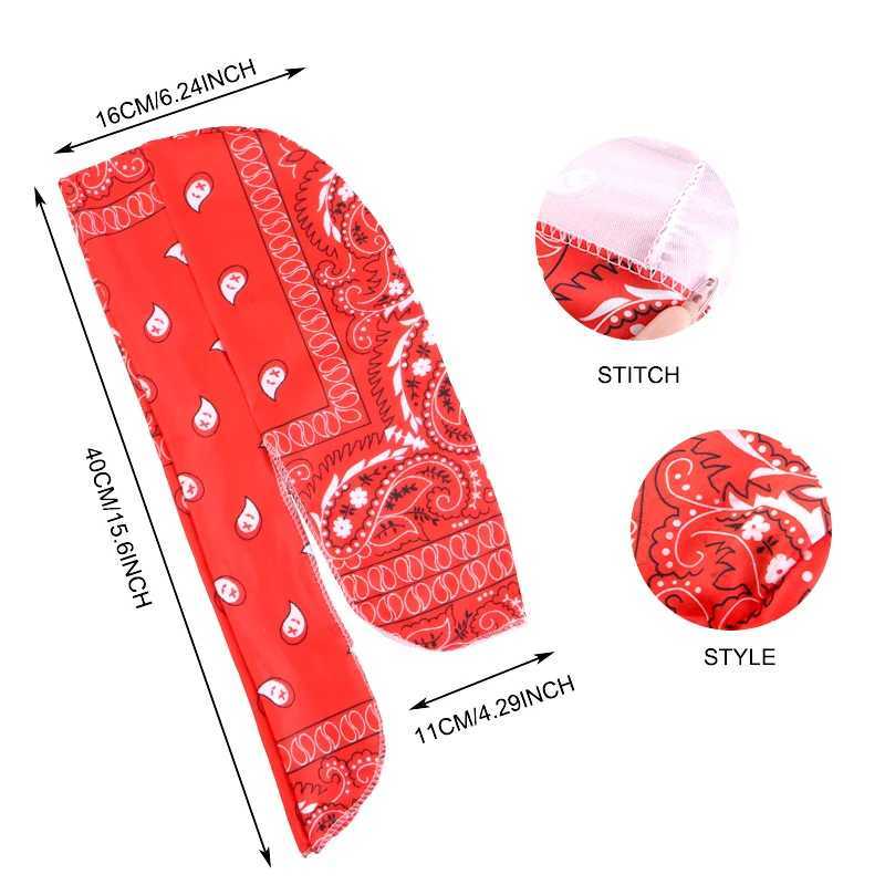 New Paisley Print Hip Hop Turban Cap Elastic Head Wraps Breathable Casual Durags Candy Color Durag Unisex Bandana Pirate Hats M250623