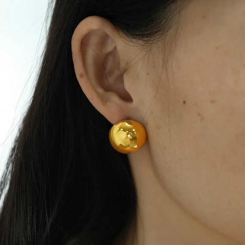 European Style Punk Fashion Geometric Half Metal Big Ball Round Stud Earrings for Women Girls Party Accessories Wholesale XJ250623