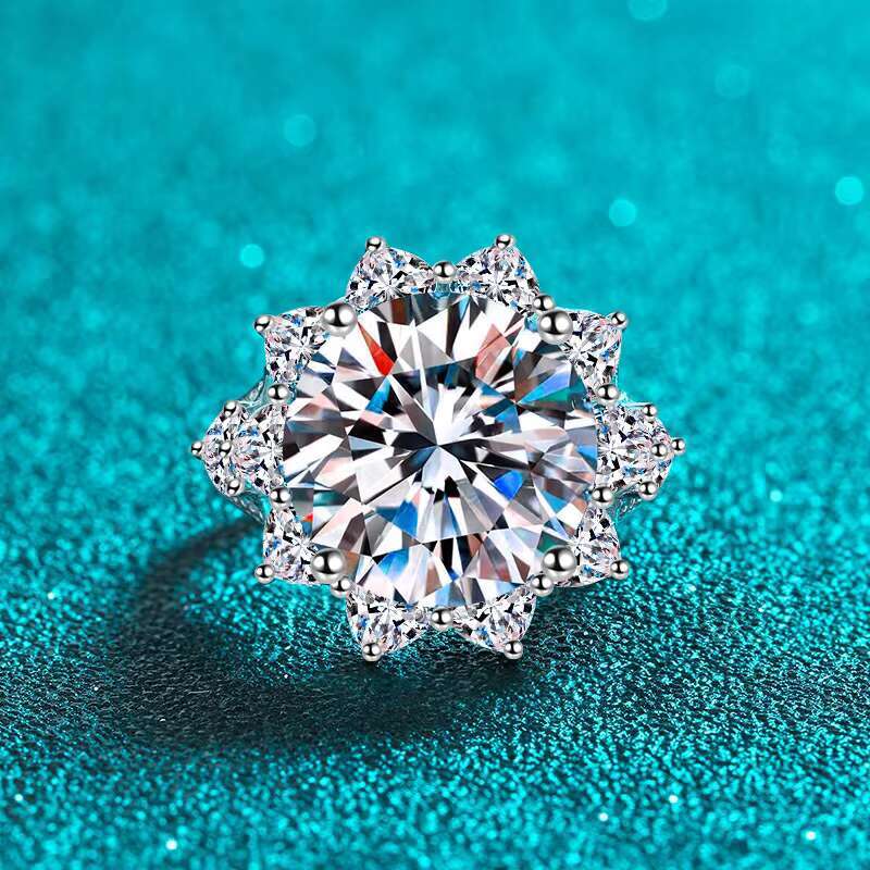 Big 10 Ct Fine Jewelry Wedding Ring 925 Silver Round Brilliant Cut Diamond Ring Women 14K Engagement Moissanite Ring Gift