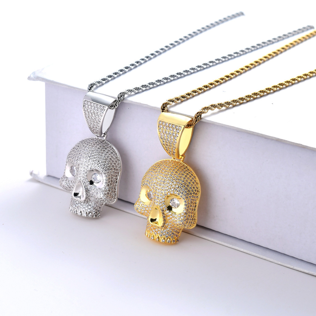 Luxury Moissanite Jewelry Hip Hop Iced Out Skull Pendant Full Diamond Accessory Pass the diamond tester