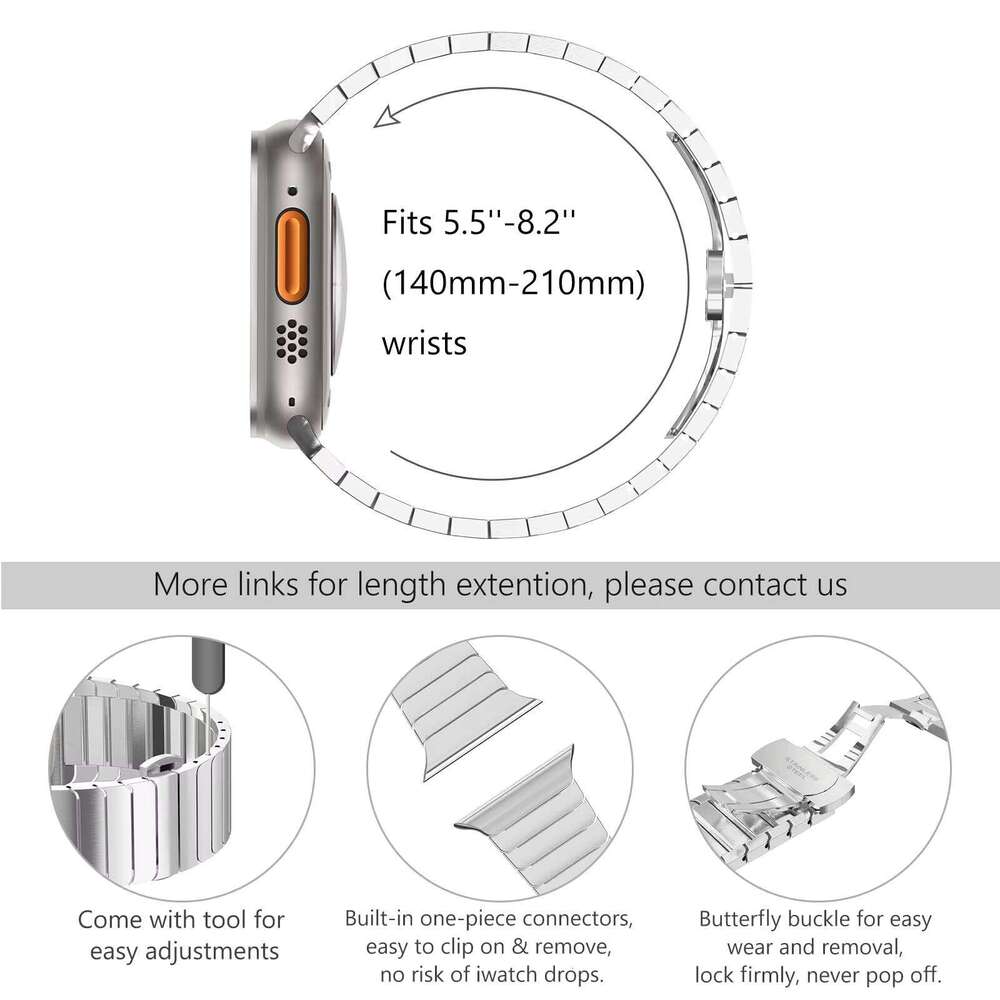 Compatible with Ultra 2 49mm 4, Titanium Band for Apple Watch iWatch SE Series 10 Link