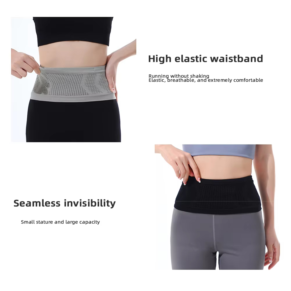 Travel Waist Packs Pouch Bag Multifunctional Knit Breathable Concealed Waist Bag Slim Thin Waist Pack With Hanging Hook Lightweight Packet For Riding 