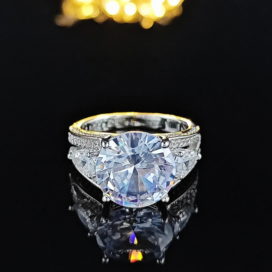 Big Round Cubic Zircon 4 Claw Setting Rings for Women Engagement Wedding Bands Modern Fashion Jewelry Size 6-10 Wholesale 688 250617