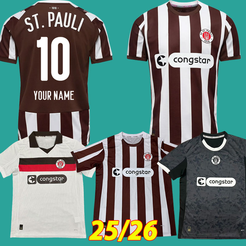 2025 2026 FC St. Pauli Soccer Jerseys AFOLAYAN EGGESTEIN SALIAKAS WAGNER TREU SINANI SMITH SAAD CEESAY GUILAVOGUI 25 26 St Pauli home away third football shirts