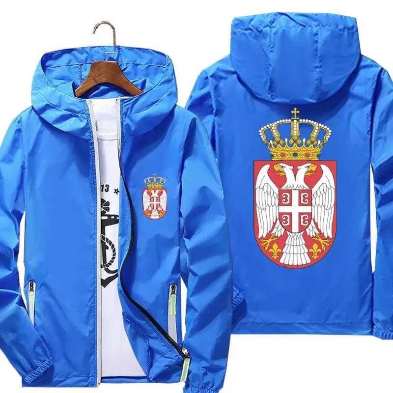 The Coat Of Arms Of Serbia Zipper Men Hooded Male Windbreaker Reflective Coat Hoodies Jacket Unisex Zipper Pilot Unisex Clothing W250623