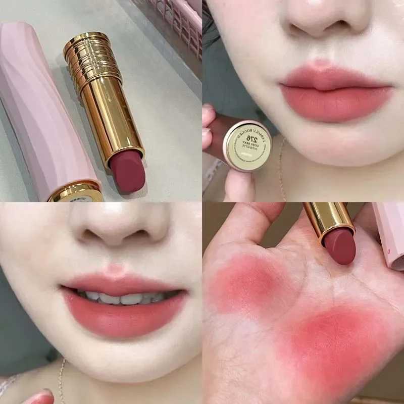 Red Brown Velvet Matte Lipstick Moisturizing Waterproof Nude Apricot Lip Tint Non-stick Cup Lip Gloss Lipstick Cosmetics Makeup XJ250623
