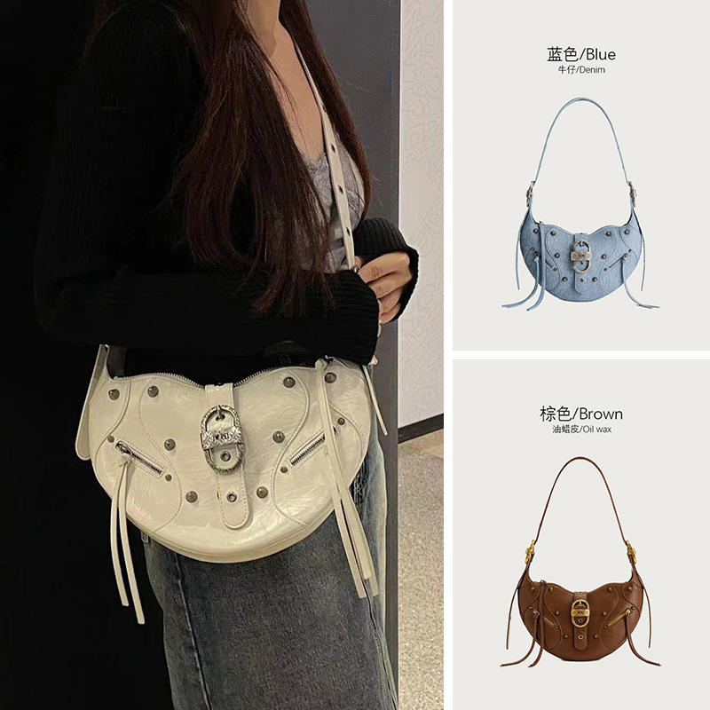 DHAL JWpei Large Capacity Motorcycle High-End Niche Design Light Luxury Genuine Leather Crossbody Shoulder designer bags Bag for Women