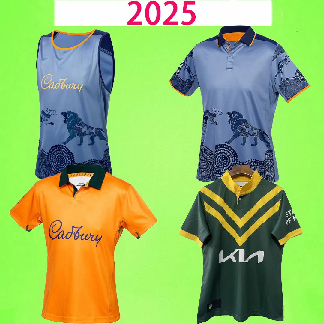 Mens 2025 Home Jersey Men's Training uniform Polo Shirt T Classic Kangaroos Rugby League 25 26 Australia Home away retro 1999 yellow orange Wallabies Lions Tour