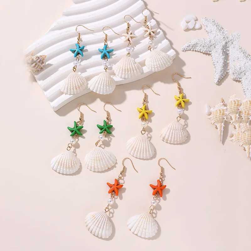 5pairs/set Ocean Style Shell Pearl Drop Starfish Earrings For Women Summer Beach Vacation Fashion Jewelry XJ250623