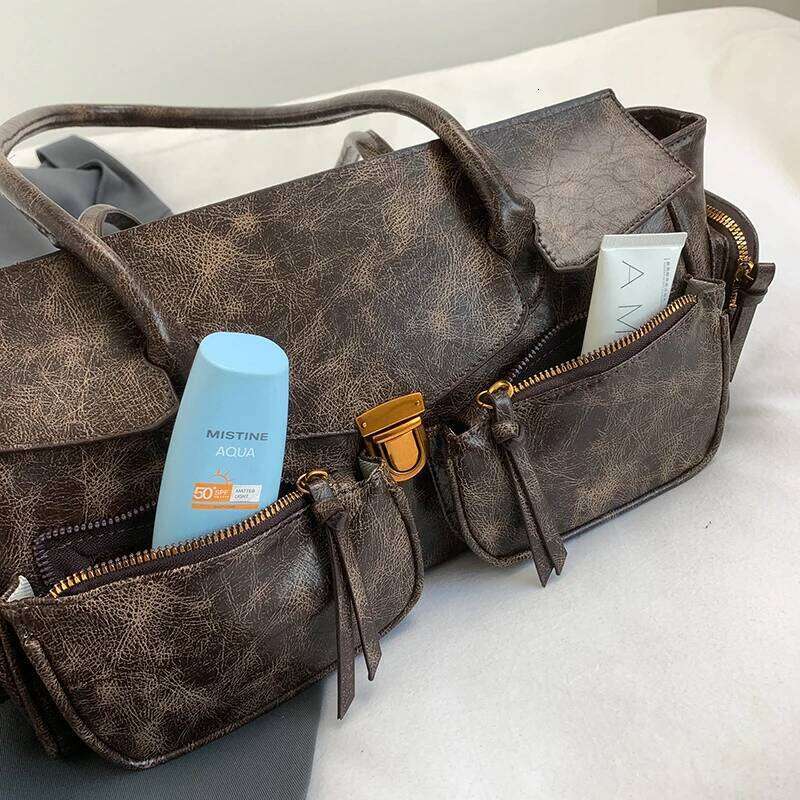 Luxury Bag Branded Underarm Shoulder Motorcycle Bags For Women Y2k Multi Pockets Large Capacity Satchels 2024 Winter Latest Handbags