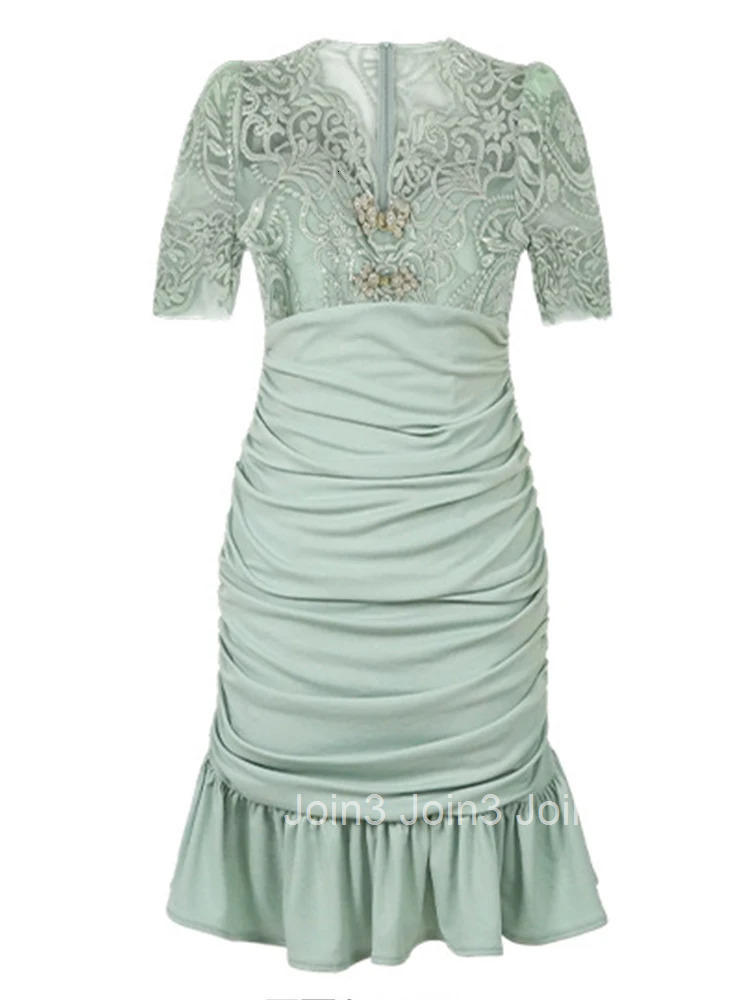 Women Clothes Sweet Lace Floral Sexy V-Neck Slim Mini Short Fishtail Dress Elegant Fashion Party Prom Vestidos Casual Summer New