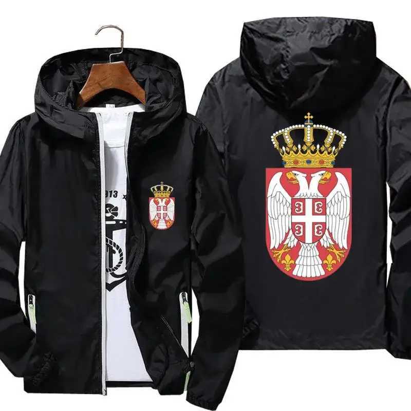 The Coat Of Arms Of Serbia Zipper Men Hooded Male Windbreaker Reflective Coat Hoodies Jacket Unisex Zipper Pilot Unisex Clothing W250623