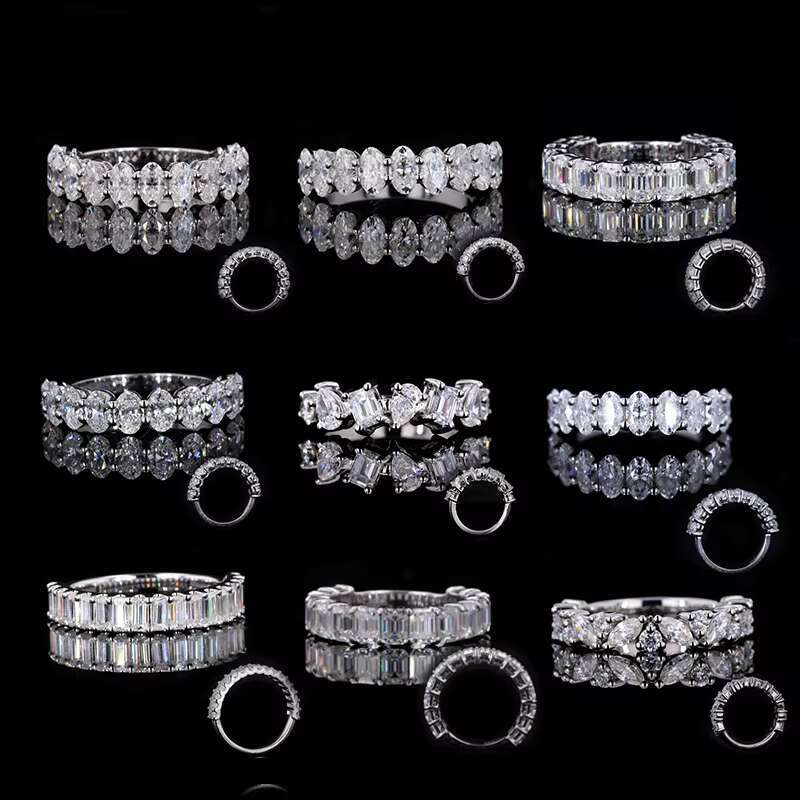 Starsgem Wholesale Custom Moissanite Gold Ring Mens Moissanite Ring Half Row Moissanite Diamond Ring