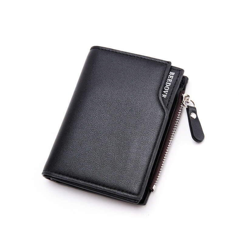 2025 Men's New Zipper Short Wallet Multi-Card Slot Fashion Vertical Mini Snap Coin Purse