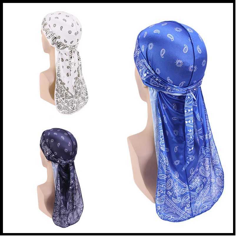 Hair Accessories Silky Durag Bandanas Insect Print Hats For Women Men Long Tail Pirate Hat Waves do doo du rag Turban Headwear M250623
