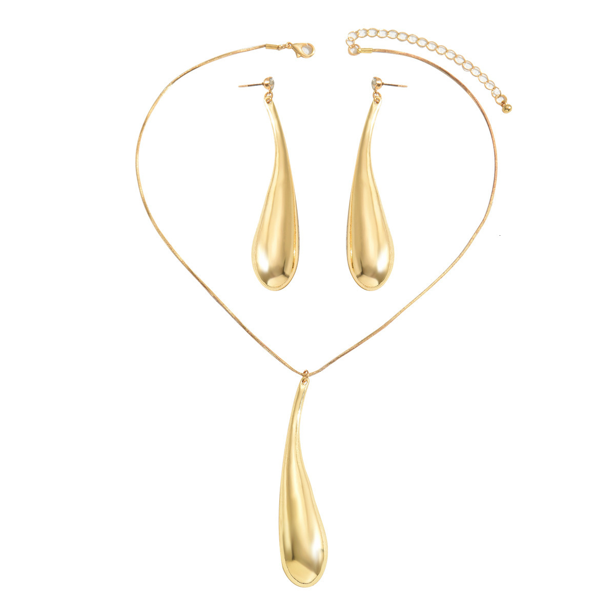 Jewelry Set Simple American Style Water Drop Design Stud Earrings Elegant Necklace Accessories