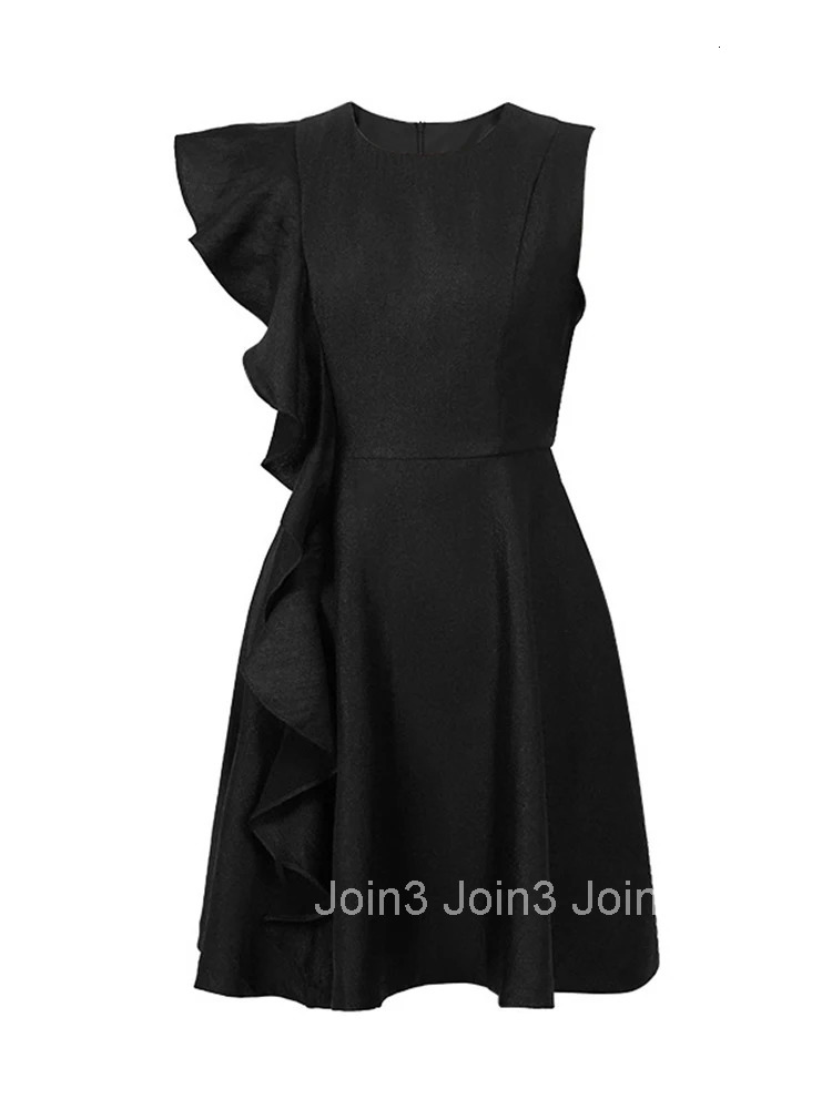 Summer Fashion Black Evening Short Dress Women Clothing Sweet Ruffle Sexy Sleeveless Slim A-Line Party Club Prom Vestidos Fiesta