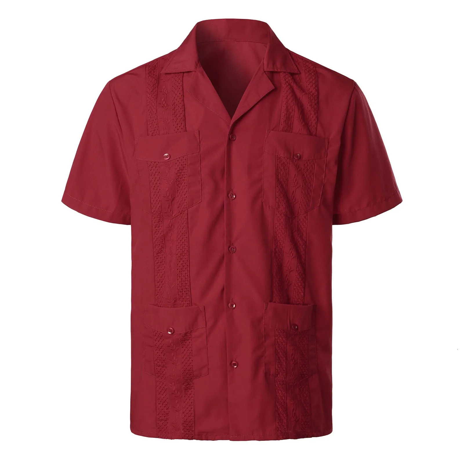 Pure-Color Mens Shirts Multiple Pockets Lapel Short Sleeves Cardigan Summer Thin Tops Male Blouse Single Breasted Shirt For Man 250618
