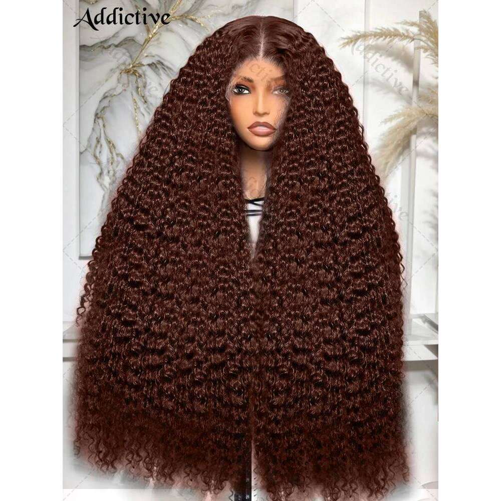250% Chocolate Brown Deep Wave 13x6 Front Wig Human Hair For Women 30 Inch Water Curly Brazilian 13x4 HD Lace Frontal Wigs