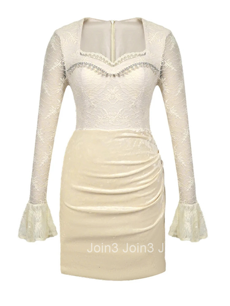 New Fashion Lady Elegant Luxury Short Mini Dress Women Sweet Sheer Sexy Square Collar Skinny Party Prom Vestido Stretchy Clothes