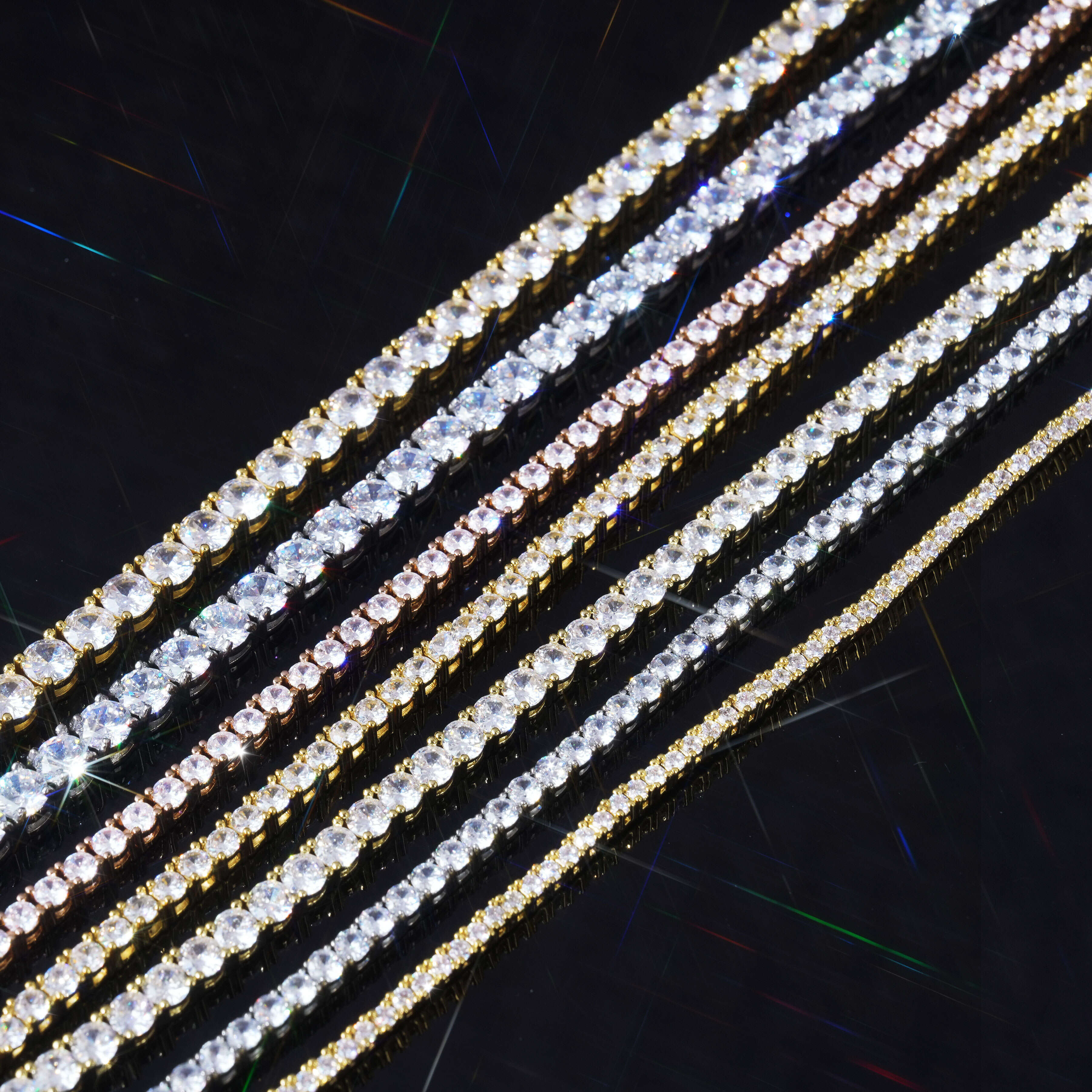 High Quality Full Bling Diamond Luxury 925 Silver Moissanite Tennis Necklaces Jewelry for Men Women