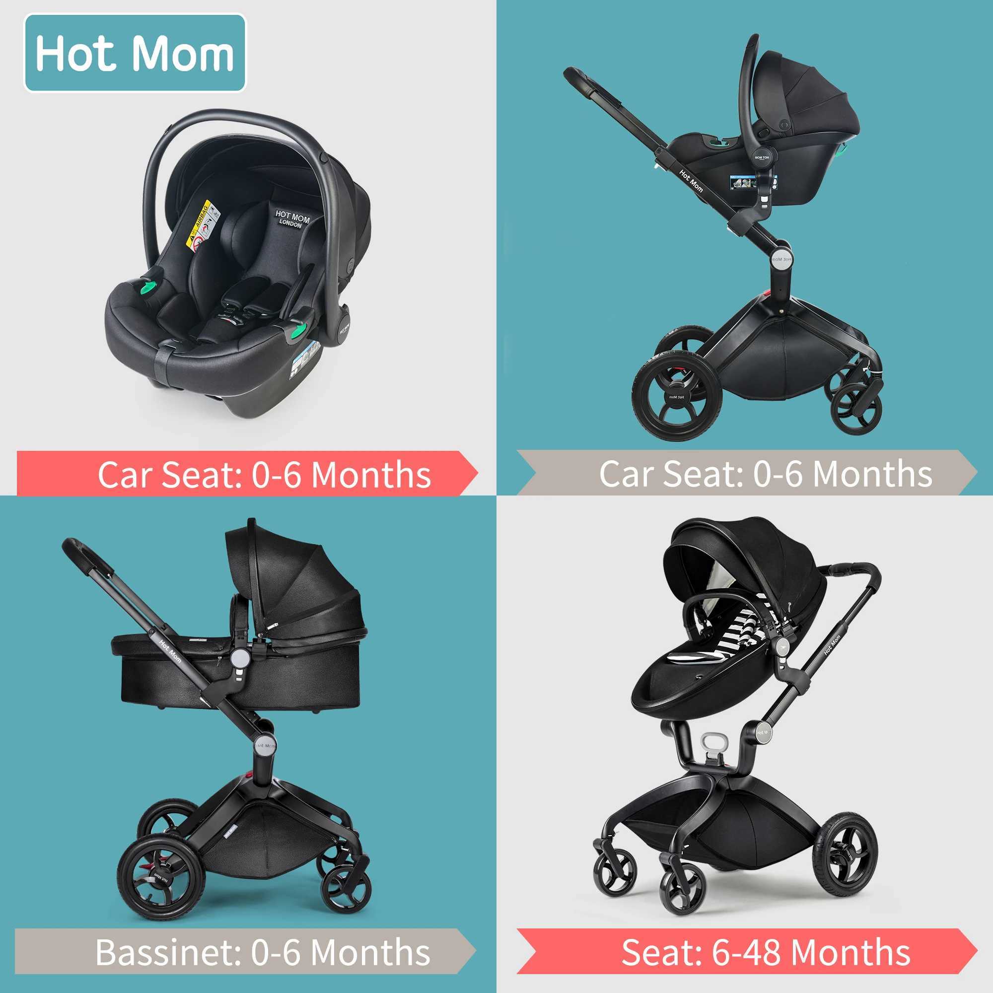 Hot Mom F22 baby stroller 3in1 adjustable seataluminum framesolid rubber tiresrain covermosquito netlarge storage basketXJ250623