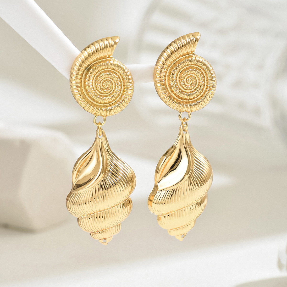 Fashion Style Earrings For Women, Unique Conch Electroplated Alloy Studs, Elegant Trendy Ear Jewelry