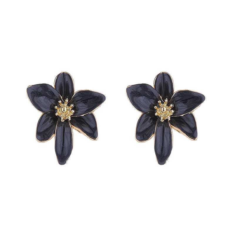 Metal Flower Drop Oil Glaze Stud Earrings for Women Girl French Ins Vintage 2024 Fashion Korean Wedding Romantic Jewelry Gifts XJ250623