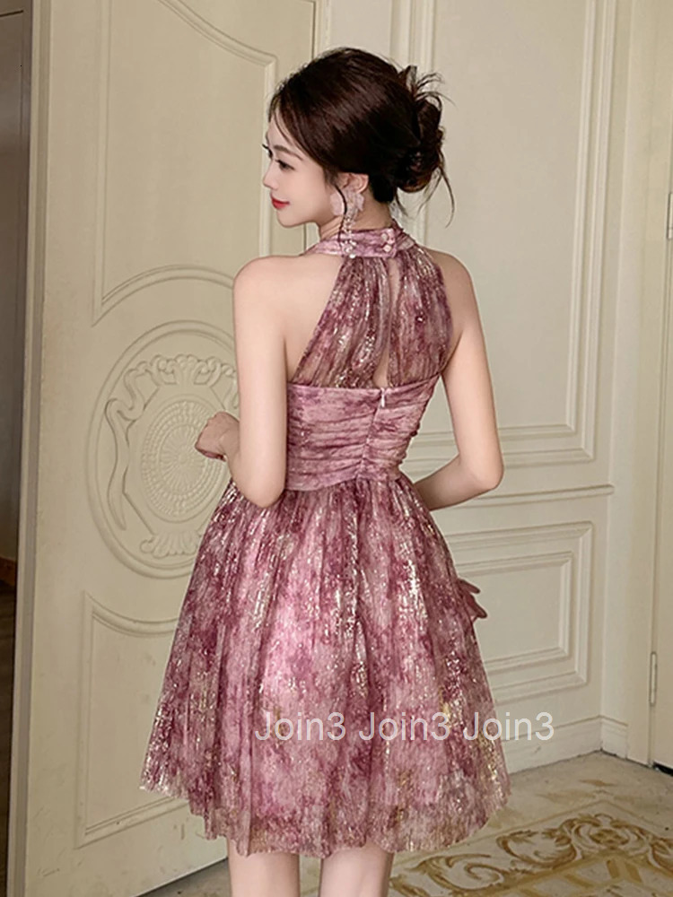 Summer Fashion Mesh Print Sparkly Vacation Evening Short Dress Women Clothes Sexy Halter V-Neck Skinny Party Club Prom Vestidos