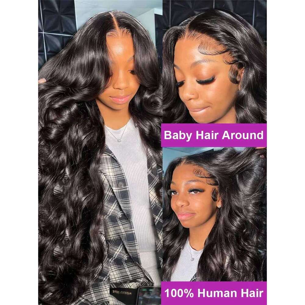 HD Transparent 13x4 13x6 Body Wave Front Pre Plucked 360 Lace Frontal Human Hair Wigs For Women 5x5 Closure Wig