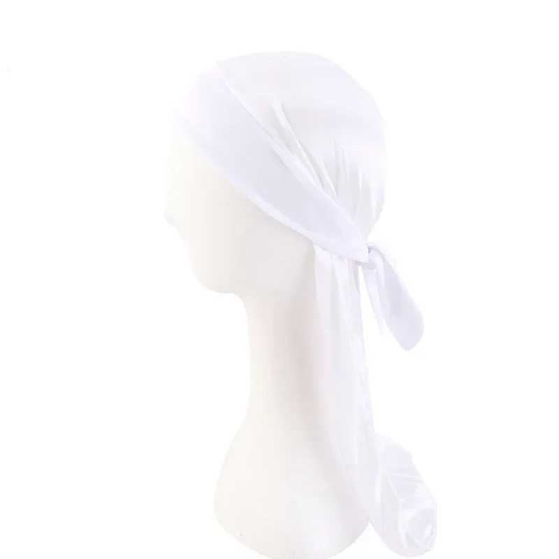 Unisex Mens Silky Durag Long Tail Silky Scarf Muslim Doo Rag Pirate Hat Durag Chemo Caps Skull Hat Turban Hair Band Bandanas M250623