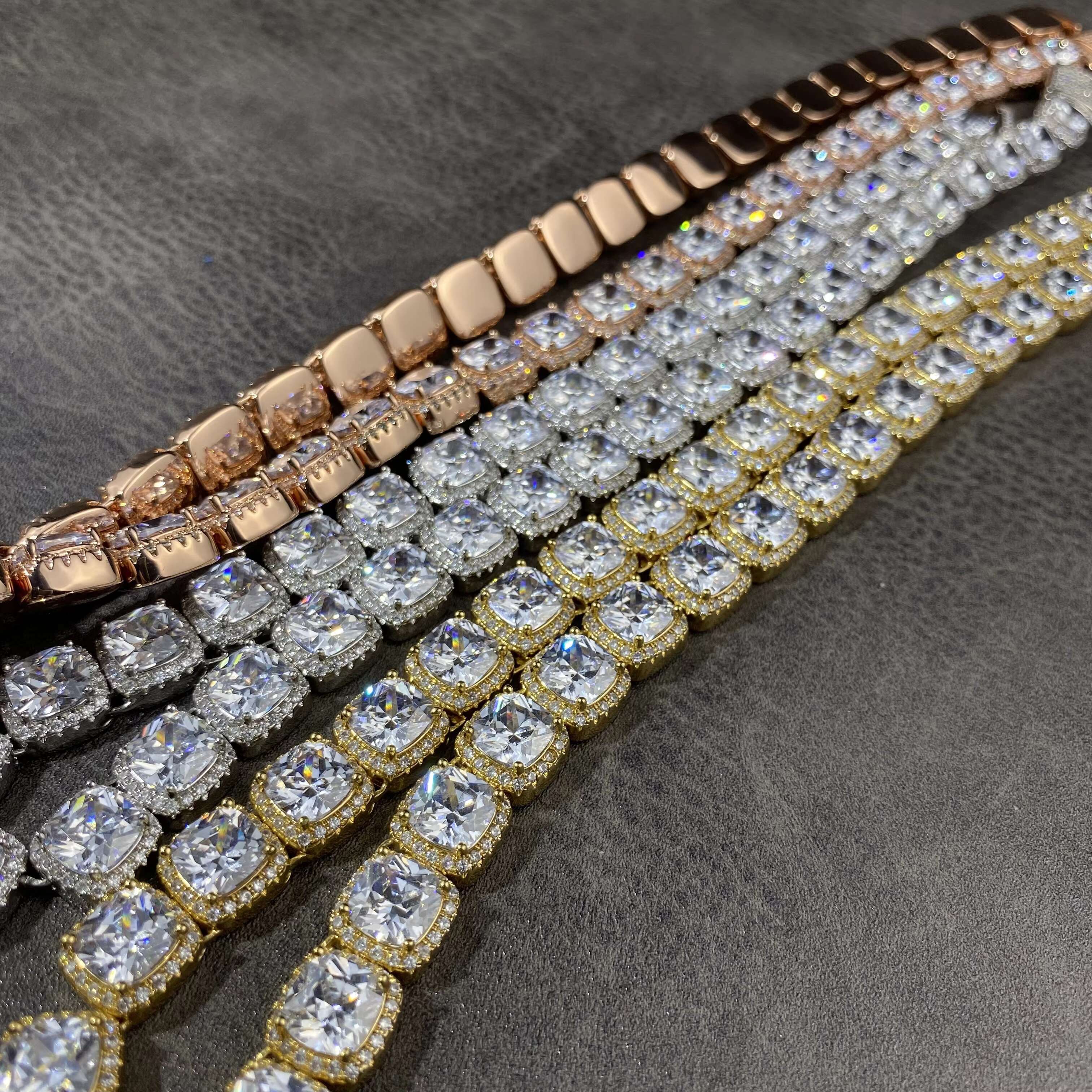 Wholesale Fashion Hip Hop Jewelry Silver Flower Cluster Tennis Necklace Bracelet for Women Men