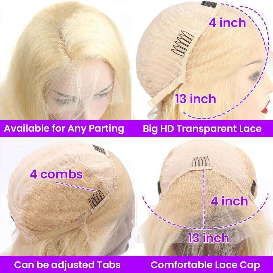 Short Cut 613 Blonde Bone Straight Hd Frontal Bob 13x4 HD Lace Front Wig 100% Human Hair Wigs