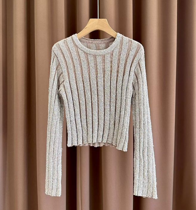 BC Designer dress Suits set for woman elegant Sleeve Knitted Top with Beads and Elastic Round Neck