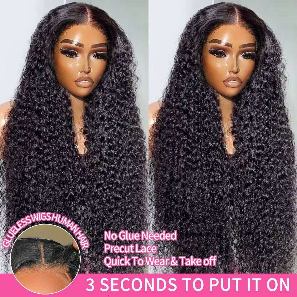 220 Density Brazilian Loose Deep Wave 5x5 Glueless Closure Ready To Wear Human Hair Wig Preplucked Curly Pre Cut HD Lace Wigs