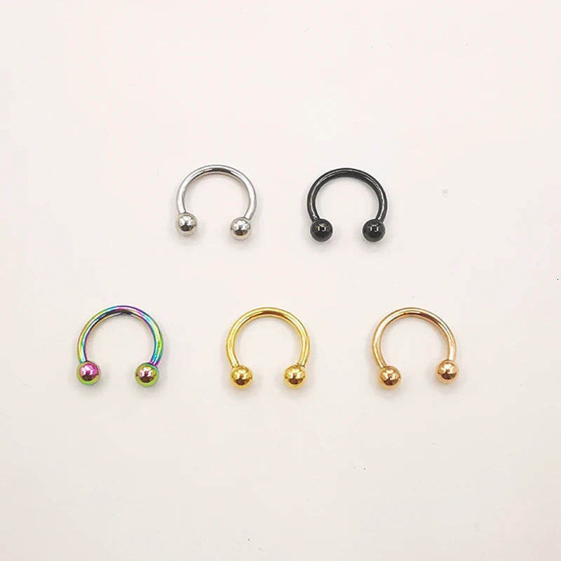 20 PcsLot 16G Stainless steel Circular Barbells Horseshoe Lip Ring Eyebrow Nose Studs For Woman Man Body Piercing Jewelry 250613