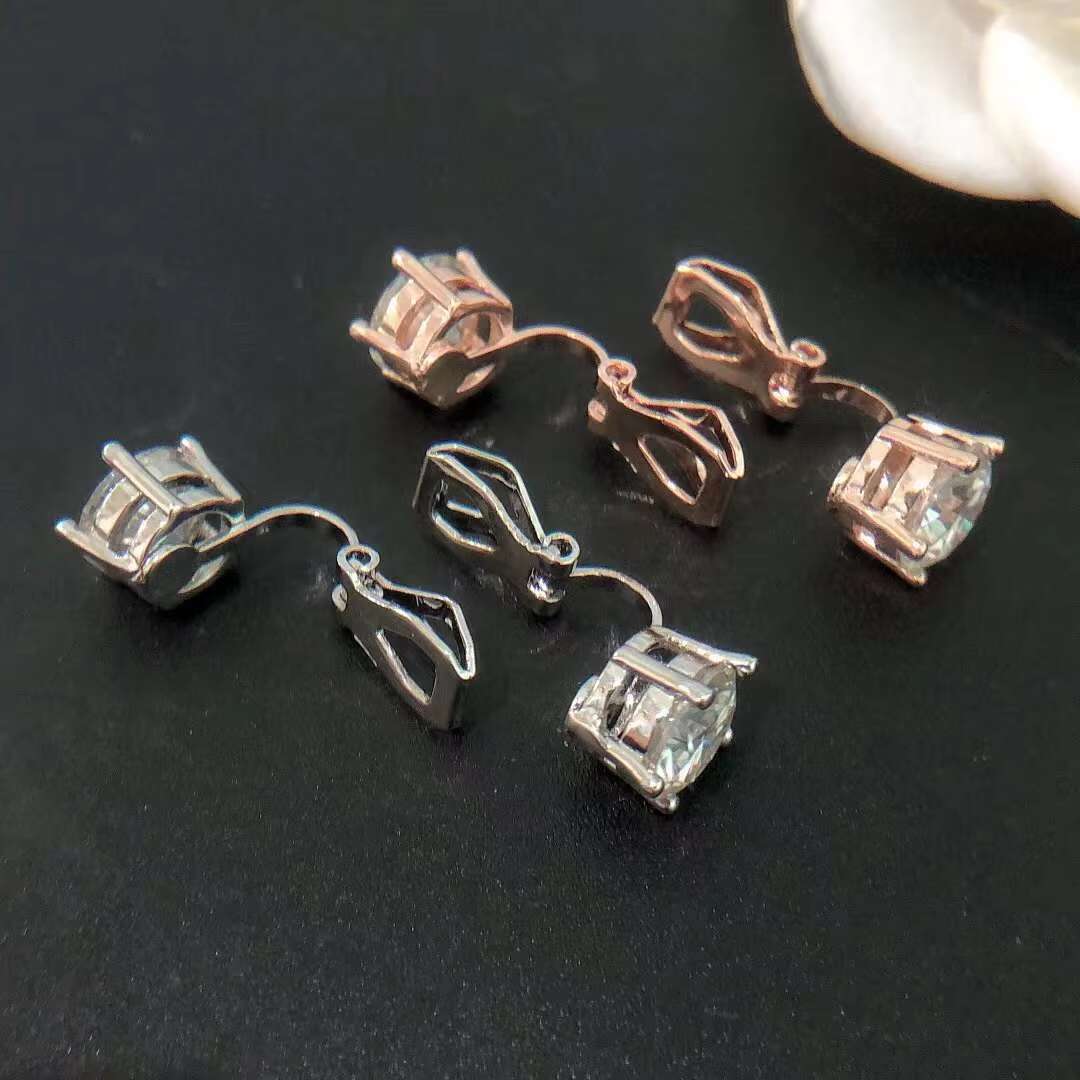 New Arrive Clip Earrings for Women Diamond Ear Studs Men High-End Jewelry Pass Tester S925 Silver Moissanite Clip Earrings