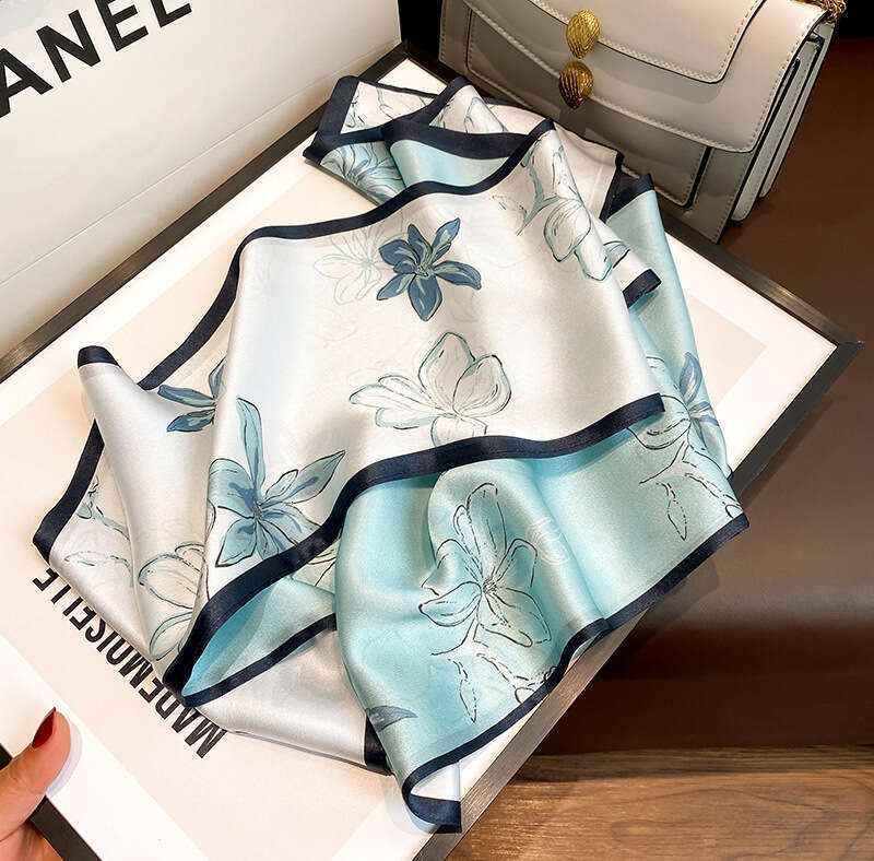 DHgargets with Ribbon for Women, Spring and Autumn Double Layer Long Scarf, High-end Silk Scarf