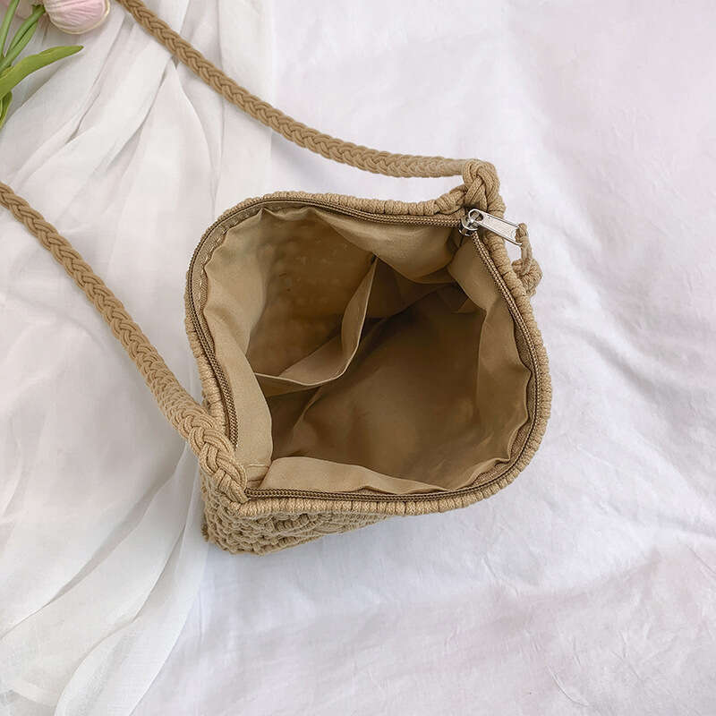 Trendy Straw 2025 New Women's Single Shoulder Summer Hollow Woven Phone Tassel Crossbody Bag