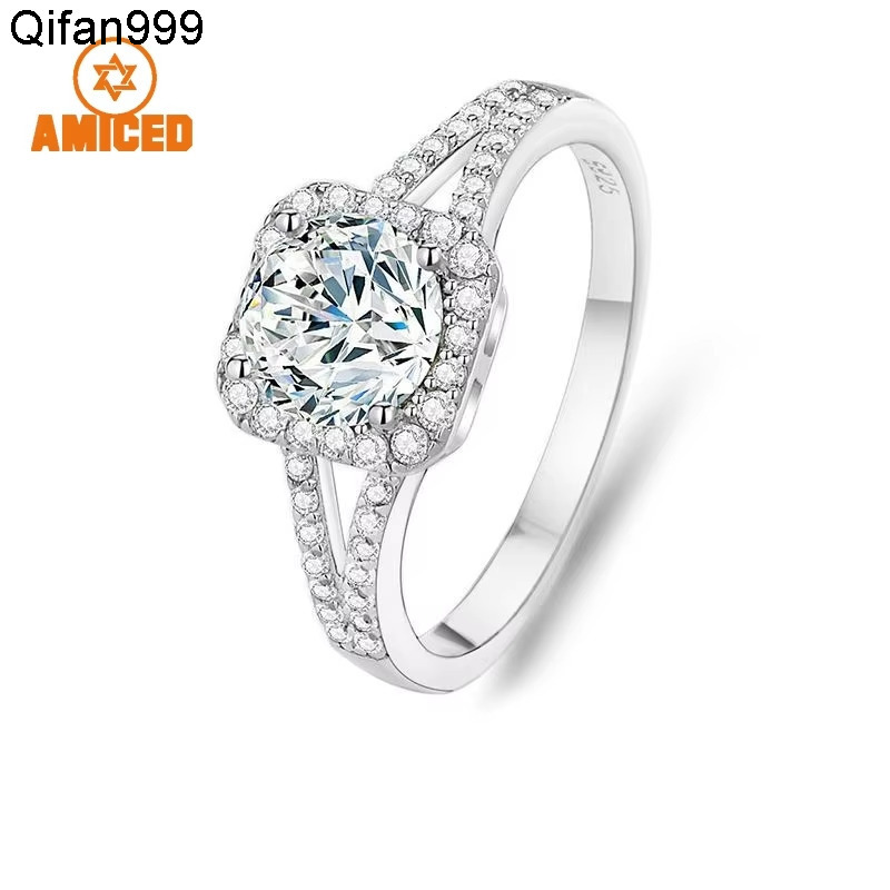 Hot Quality 925 Silver Moissanite Diamond Ring Custom Fine Jewelry Engagement Statement Big Rings for Woman