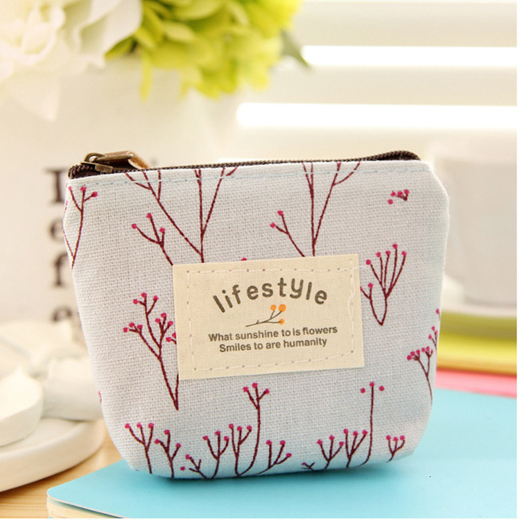 Free Shipping 2025 New Designer Bag Japanese And Korean Style Fresh Floral Coin Purse Pastoral Mini Cartoon Canvas Bag Portable Key Holder Coin Bag