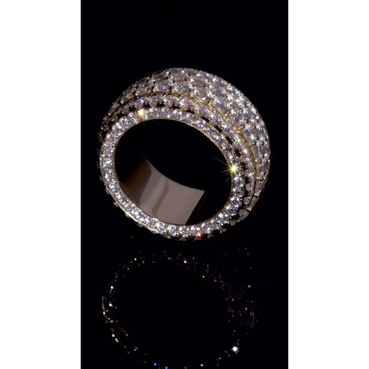 Big Pointers VVS Moissanite Ring Iced Out Wedding Band for Men Pass Diamond Test