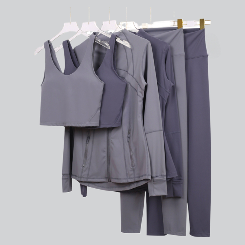 Designer Yoga Set 3-pieces Jacket+tank Tops+leggings Sports Bra Sweat Pants Elastic Tight No T-Line Pants Breathable Gym Street Sportswear