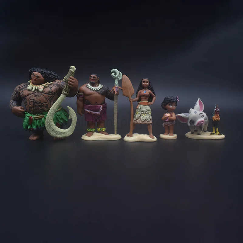 DISNEY6Pcs/set Cartoon Movie Moana Action Figures Anime Moana Maui Chief Tui Doll Figurines Model Decoration Toys for Festive Gifts W250623