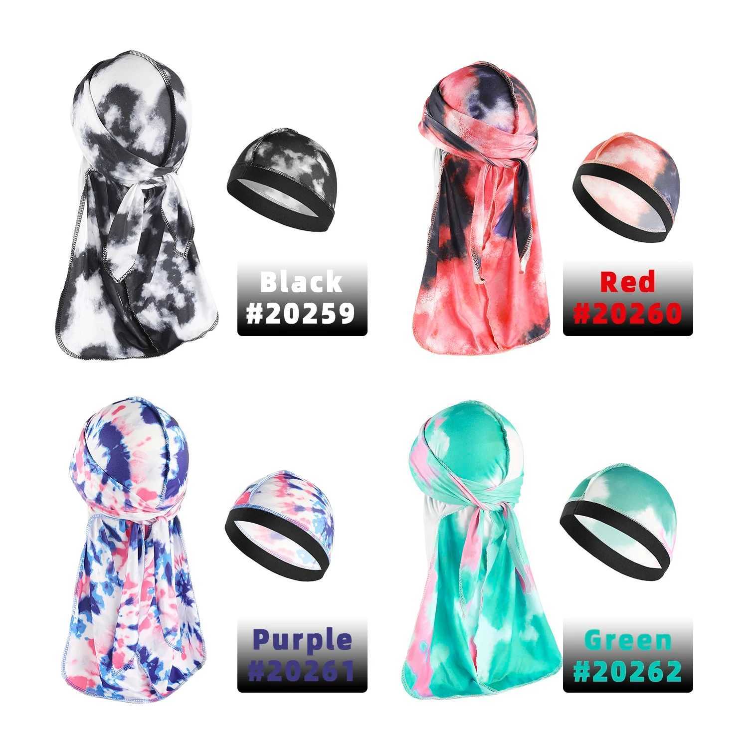 Fashion Camo Mens Silky Durags Turban Print Unisex Silk Durag Headwear Bandans Headband Hair Accessories Pirate Hat Waves Rags M250623