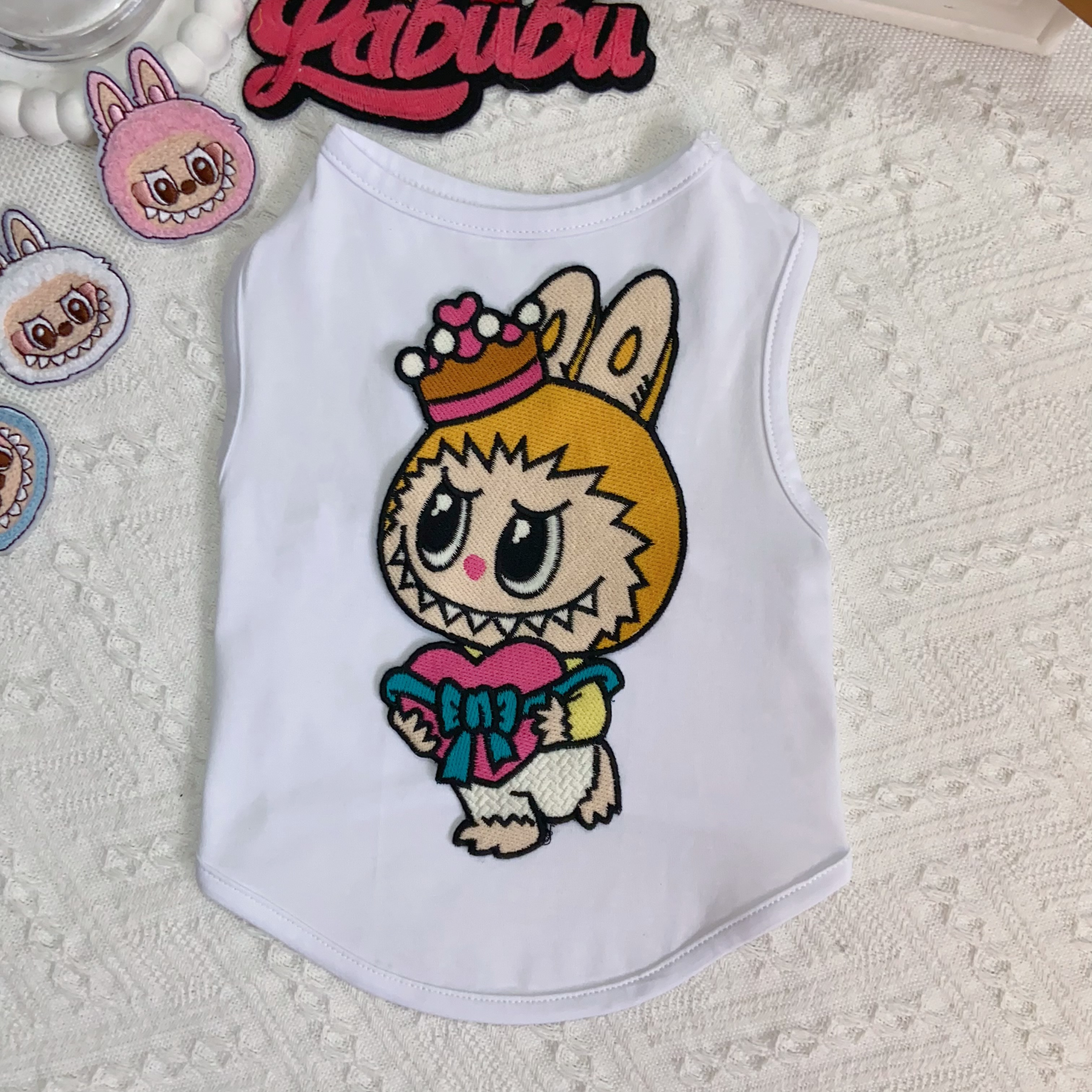 free shipping Labubu Pets Vests Designer Clothes Cotton Embroidered Dog Vest T-Shirt Fashion Cartoon Pattern Summer Pet T Shirts Soft Breathable Puppy