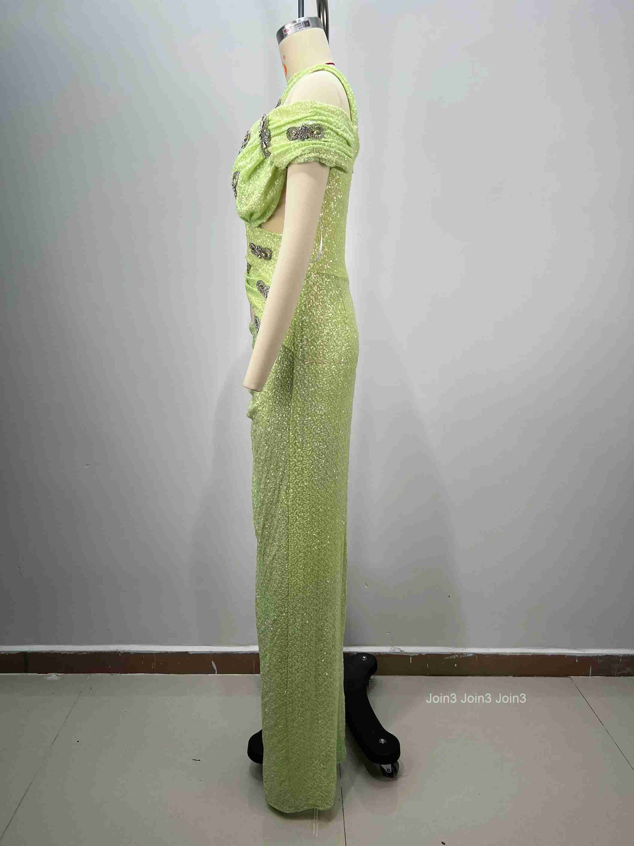 Trendy Emerald Green Sequin Evening Dress Slim Fit Ruched Trumpet Hem Gala Party Luxury Formal Gown Elegant Craftsmanship
