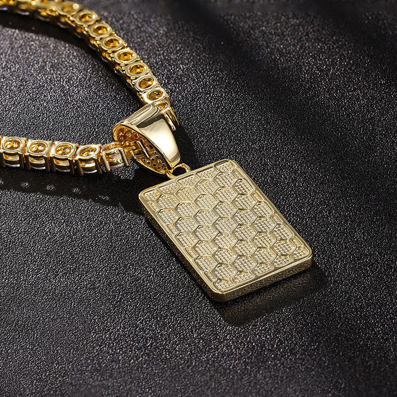 Hip Hop Square Diamond Inlaid Pendant Trendy Brand Men's Unique Necklace Diamond Certified